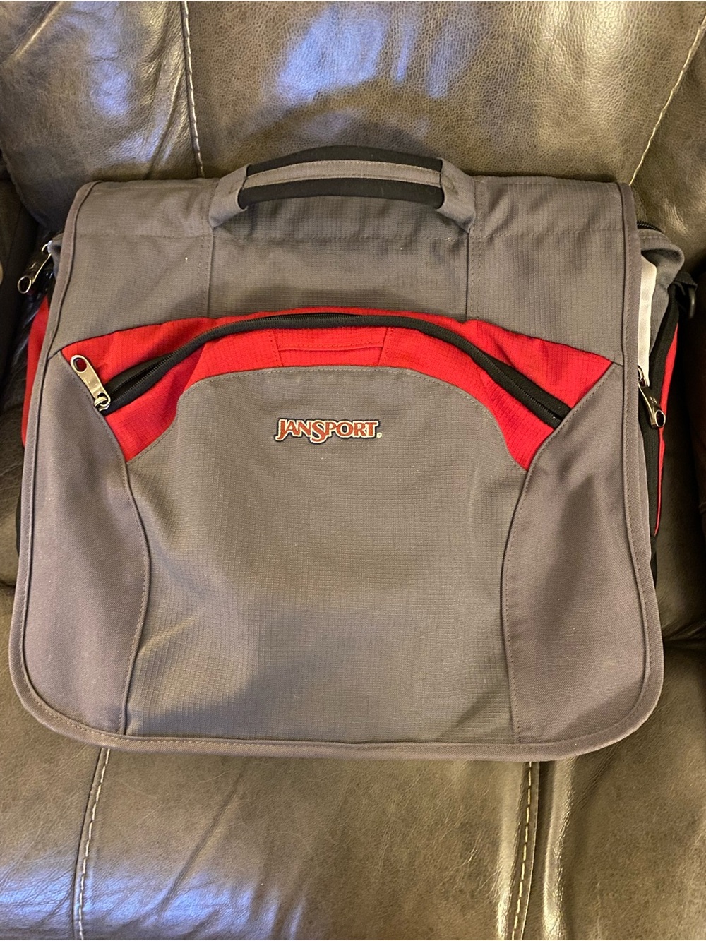 Jansport Gray and Red Laptop Messenger Bag